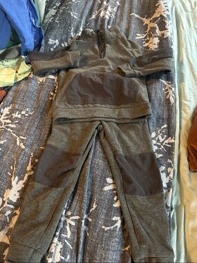 Andy & Evan Heather Gray Jogger Set with Dark Charcoal Trim